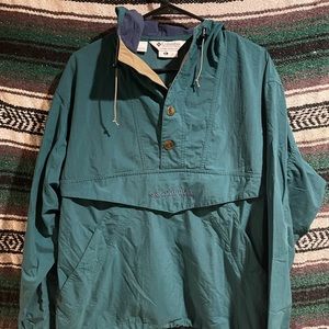 90s Vintage Columbia Sportswear Pull Over Windbreaker Jacket • Sz Medium Green